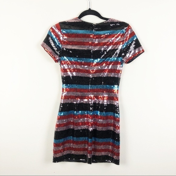 Lovers & Friends Sequin Striped Mini Dress Size XS - Picture 3 of 7